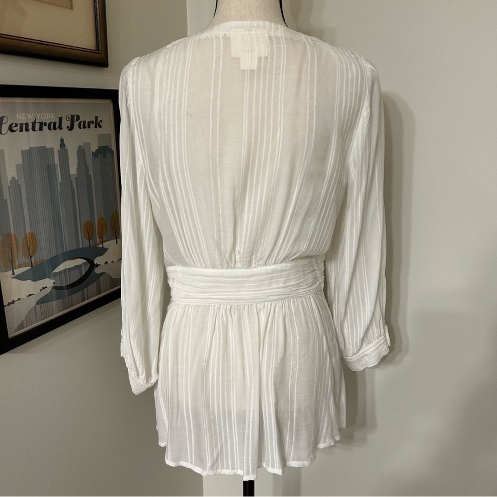Maeve by Anthropologie Off-White Peasant Blouse | Button Front SZ 6 - Picture 2 of 5